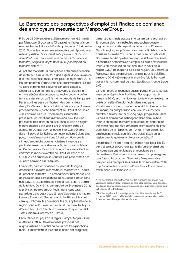 Baromètre Manpower des perspectives d'emploi T3 2016 - Page 15